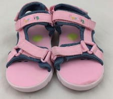 Girls Sandals Pink Navy Canvas Peppa Pig M&S Hook & Loop NWOT F1