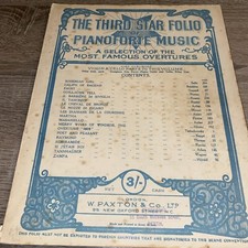 Vintage - Third Star Folio Of Piano Solo Music Famous Overtures - Paxton