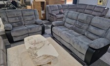 Rio Jumbo 3 +2 Grey Cord (manual recliners + cupholders) sofa set