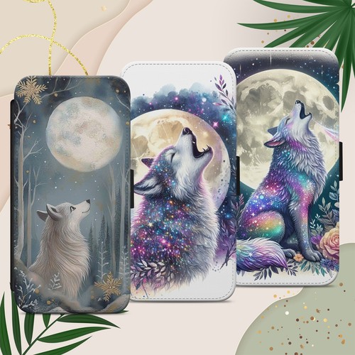 Wolf moon glitter print - moon,