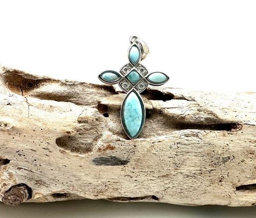 Natural larimar pendant 925 - larimar,