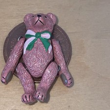 Hantel Victorian Miniatures Jointed Pewter Teddy Bear with Bow