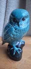 Vintage Poole Pottery Large Blue Owl 18cm Tall By Barbara Linley-Adams