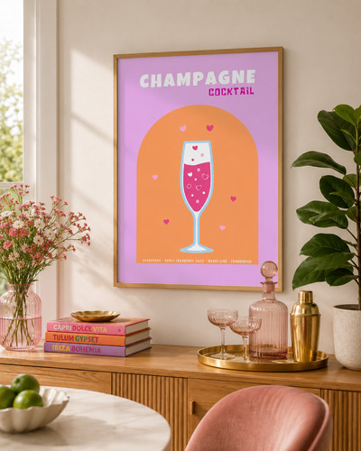 Champagne cocktail poster - champagne,