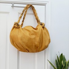LUPO Mustard Yellow Twist Handle Large leather handbag Shoudler Bag 