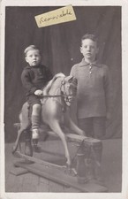 OLD PHOTO TOY ROCKING HORSE CHILDREN BOYS NAMED SOUTHERN FIFE LL 494