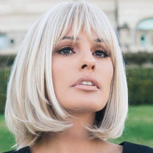 Short straight blonde bob wig - short,