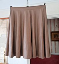 Tan Faux Leather Flared Skirt