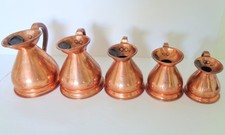 5 COPPER HAYSTACK MEASURING JUGS, possibly COMBINE POST COST other copper listed