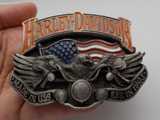 Vintage Harley Davidson Enamel Metal Belt Buckle - 1991 Baron USA