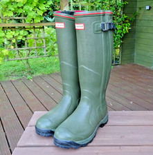Hunter Balmoral Neoprene Full Zip UK Size 7 Wellington Boots Dark Olive