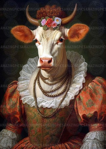 Noble cow portrait art - cow,