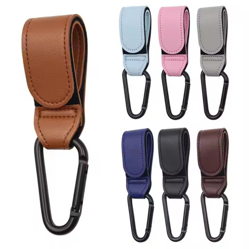 Leather buggy clips - leather, pram