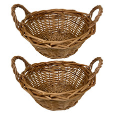 Round Wicker Wood Rustic