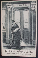 Old Comic DRUNK LADY OUTSIDE PUB SQUEEZE BOX CONCERTINA SONGS NOT TO SING Humour