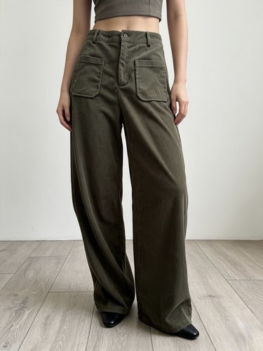 Olive green jumbo - cord, wide