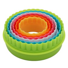 6PC Round Cookie Cutter Set Shapes Random Color Circle Pastry Moulds for Baking