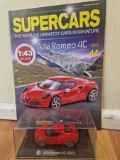 1/43 PANINI SUPERCARS COLLECTION - 2013 ALFA ROMEO 4C DIECAST CAR #44 + MAG