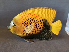 LARGE POLY HAND PAINTED TROPICAL/ANGEL FISH WITH LACQUER FINISH FREESTANDING