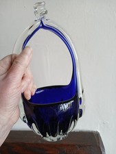 Vintage Blue Glass Basket