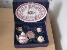 Regal Miniature Tea Set White Pink Flowers & Ribbons  Bone China Collection