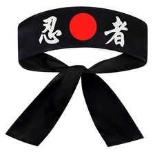 Black Japanese Hachimaki Headband Sushi Chef Bushido Karate Training Sports