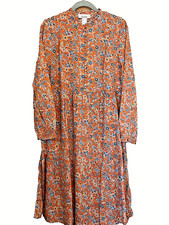 Linea Tesini  Size 14 Orange Multi Floral Vintage Print Button Front DRESS