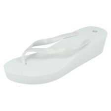 Ladies Spot On Toe Post Flip Flop Slip On Wedged Heel Summer Sandal F1R0844