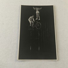 Circus Performer Man Woman Bicycle Balancing Act Bike Real Photo Postcard RPPC