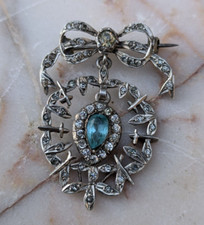 a Fine Antique Silver & Paste Brooch belle Epoque - Victorian Jewellery Hanging