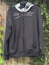 Men’s Nightmare Before Christmas Full Zip Hoodie Black White Striped Size Medium