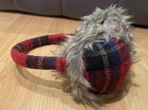 Red tartan earmuffs headband - red,