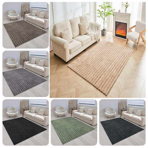 Ribbed faux fur shum rugs - fur,