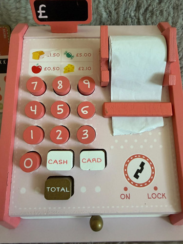 Pink wooden toy - toy, cash