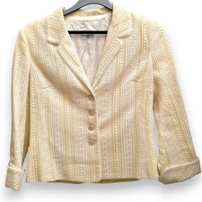 Caroline Charles 14 Women's Cream Lace Blazer Jacket Single Breasted