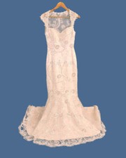 Pre-loved Charlotte Balbier White Fitted Fish Tail Illusion Wedding Dress Size 6