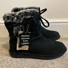 Ladies Skechers Australia Suede Leather Short Wrap Lace Boots.Uk5 Eu38.Black.NEW