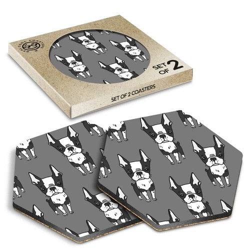Hexagon coasters bw - coasters,