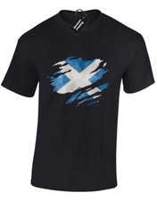 SCOTLAND FLAG SLASH MENS T-SHIRT SCOTTISH FOOTBALL RUGBY FAN GIFT IDEA NEW