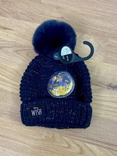 Asda Sequin Bobble Knit Hat Girls Age 4-8 Years Navy Blue Disney Wish Polyester