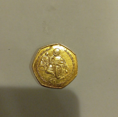 Rare motorbike racing gold 50p - racing,