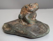 Statue Frog Wildlife Art Deco Style Art Nouveau Style Bronze Signed Sculpture