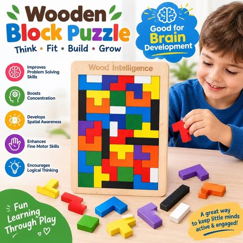 Wooden tangram puzzle brain - puzzle,