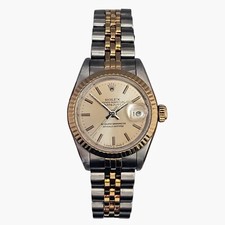 Ladies Rolex Datejust 69173 Bi-Metal 26mm Champagne Silver Dial 1986