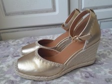River Island Ladies Wedge Shoes gold ankle strap UK 6 new