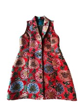 Red long waistcoat - red,