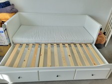 Ikea HEMNES bed frame with two mattresses in white. Perfect condition, RPP £449