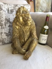 Large Gold Baboon Monkey Ornament Statue Figure Animal Home Decor Gift