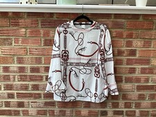 Next Ivory Blouse With Chain And Tassel Print Size 10