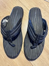 Diesel Leather Flip Flops Sliders Black UK8/EU42